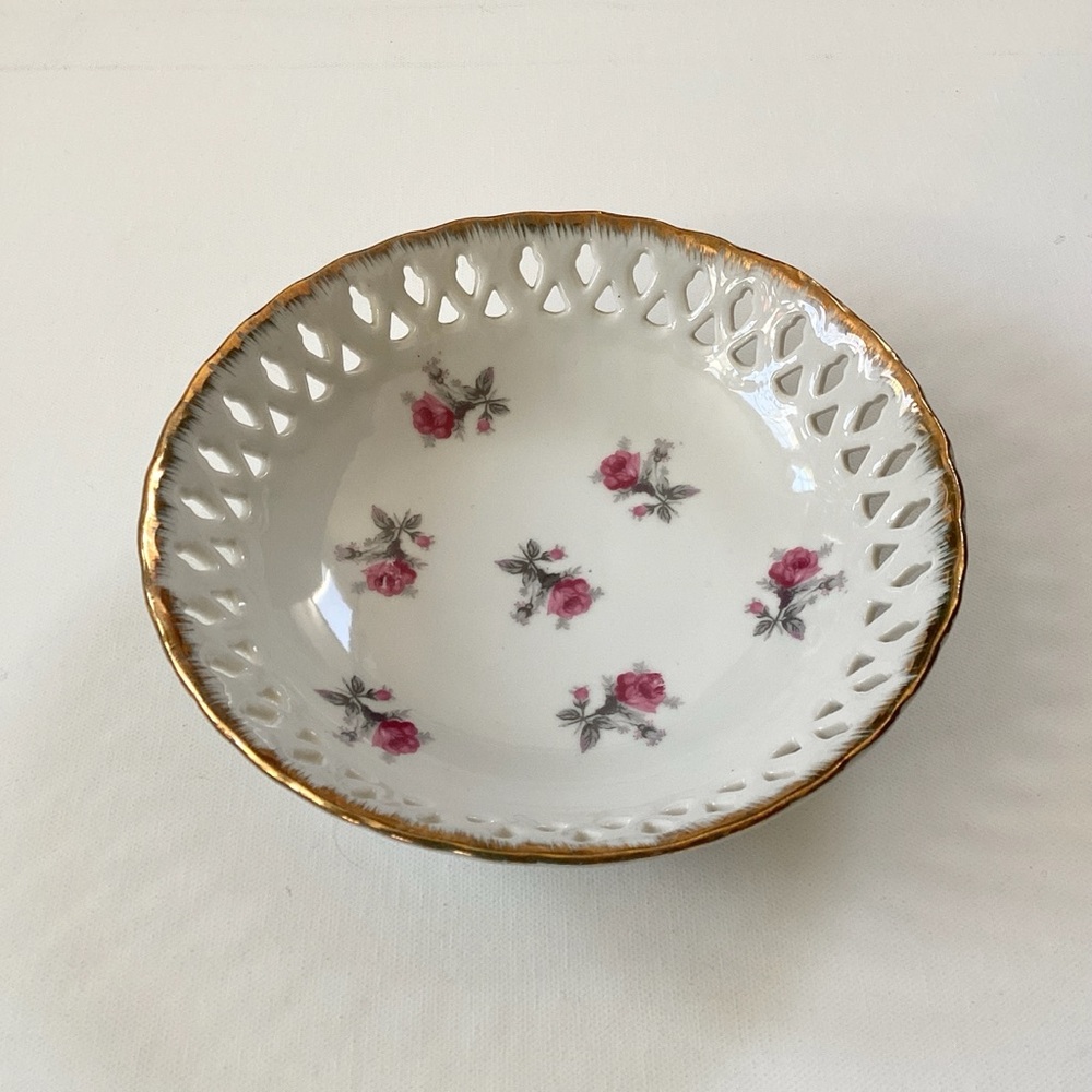 Vintage Lefton China Hand Painted Floral Bowl